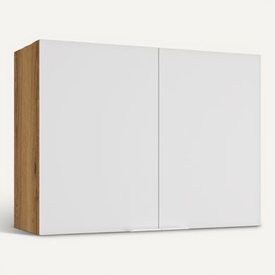 Haut 80 cm 2 portes EDEN chêne - blanc vue 3/4