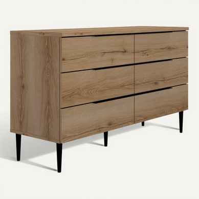 Commode 6 tiroirs LUCIAN imitation chêne Commode 6 tiroirs LUCIAN imitation chêne vue 3/4