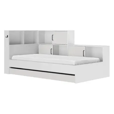 Lit Avec Rangements 90x200 Cm Erwan Blanc Lit Avec Rangements 90x200 Cm Erwan Blanc