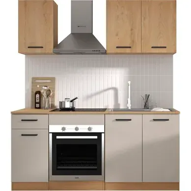 Cuisine Complète Linéaire Alpaga 180 Cm Chêne Silva / Gris - Gami Cuisine Complète Linéaire Alpaga 180 Cm Chêne Silva / Gris - Gami