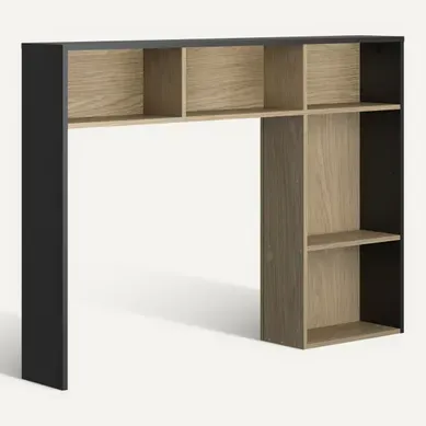 Tête de lit L. 90 cm NAEL imitation chêne et noir Tête de lit L. 90 cm NAEL imitation chêne et noir vue 3/4