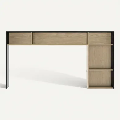 Tête de lit L. 140 cm NAEL imitation chêne et noir Tête de lit L. 140 cm NAEL imitation chêne et noir vue de face
