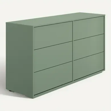 Commode 6 tiroirs RIVOLI vert Commode 6 tiroirs RIVOLI vert vue 3/4