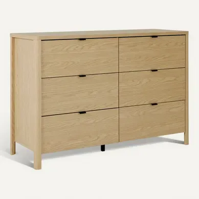 Commode 6 tiroirs IZADI imitation chêne Commode 6 tiroirs IZADI imitation chêne vue 3/4