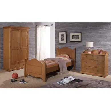 Chambre Enfant Pin Miel Lit 90 + Armoire + Commode Chambre Enfant Pin Miel Lit 90 + Armoire + Commode