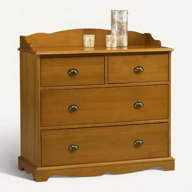 Commode 4 Tiroirs Pin Miel Style Anglais Avec Crédence L 96 H 91.6 P 42 Cm Commode 4 Tiroirs Pin Miel Style Anglais Avec Crédence L 96 H 91.6 P 42 Cm