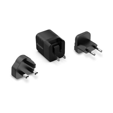 Chargeur Rapide Usb-c 20w - Sans Câble - 3 Prises Incluses (eu/us/uk) - Noir