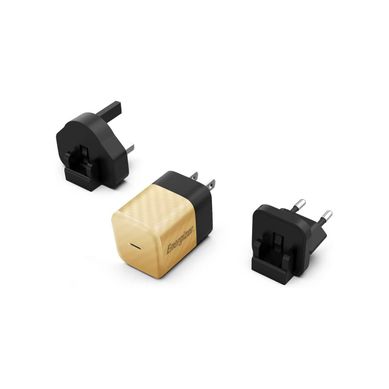 Chargeur Rapide Usb-c 20w - Sans Câble - 3 Prises Incluses (eu/us/uk) - Doré