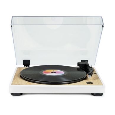 Platine Vinyle Design 33 Et 45 Tours Tête De Lecture Audiotechnica At3600l  Bois Et Blanc