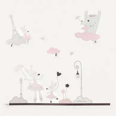 Stickers Muraux Petite Souris 70x50cm En Papier Rose Stickers Muraux Petite Souris 70x50cm En Papier Rose