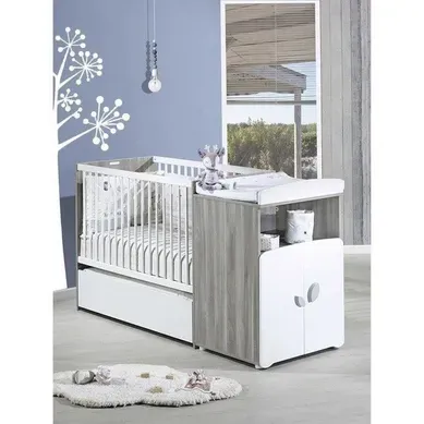 Lit Combiné - 120x60cm - Evolutif En 90x190cm - Babyprice Leaf - En Bois Gris Lit Combiné - 120x60cm - Evolutif En 90x190cm - Babyprice Leaf - En Bois Gris