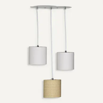 Suspension Lumineuse Trio Plafonnier En Coton Beige