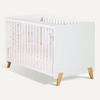 Lit Bébé - 120 X 60 Cm - Babyprice Joy Naturel - Blanc - Sur Pieds En Bois Naturel Lit Bébé - 120 X 60 Cm - Babyprice Joy Naturel - Blanc - Sur Pieds En Bois Naturel