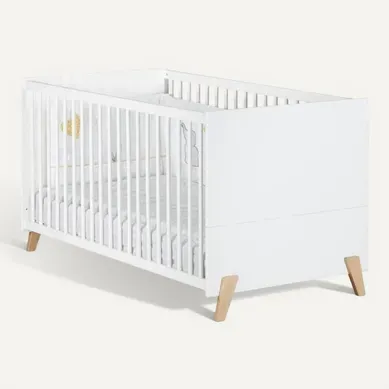 Lit Évolutif - 140x70cm - Babyprice Joy Naturel - Blanc Sur Pieds En Bois Naturel Lit Évolutif - 140x70cm - Babyprice Joy Naturel - Blanc Sur Pieds En Bois Naturel