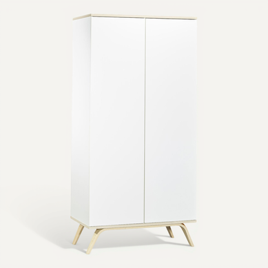 Armoire 2 Portes Serena - Blanc Et Bois Armoire 2 Portes Serena - Blanc Et Bois