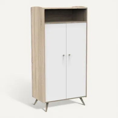 Armoire 2 Portes 1 Niche Access - Blanc Et Bois Armoire 2 Portes 1 Niche Access - Blanc Et Bois