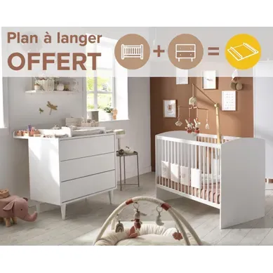 Chambre Bébé 2 Pièces Milann, Lit Bébé 120x60 Et Commode à Langer Chambre Bébé 2 Pièces Milann, Lit Bébé 120x60 Et Commode à Langer