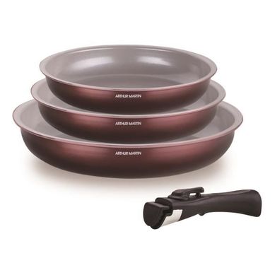 Set De 3 Poeles - Am8866 - Tous Feux Dont Induction - 20/24/28 Cm + 1 Poignée - Revetement Céramique Set De 3 Poeles - Am8866 - Tous Feux Dont Induction - 20/24/28 Cm + 1 Poignée - Revetement Céramique