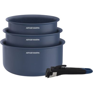 Set De 3 Casseroles Revêtement Céramique D.16/18/20 Cm - Poignée Amovible, Induction Set De 3 Casseroles Revêtement Céramique D.16/18/20 Cm - Poignée Amovible, Induction