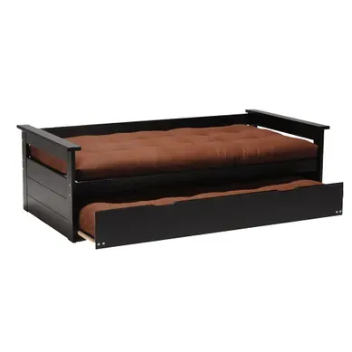 Lit Banquette Gigogne 90x190 Inclus 1 Tiroir-lit Et 2 Sommiers Gael Noir Lit Banquette Gigogne 90x190 Inclus 1 Tiroir-lit Et 2 Sommiers Gael Noir