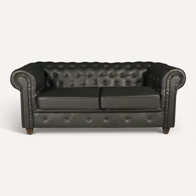Canapé Chesterfield 2 Places Simili cuir - Noir