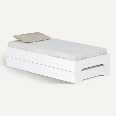 Lit empilable 2x90x190 cm ZELIO avec sommier blanc vue 3/4