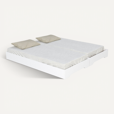 Lot De 2 Lits Empilables Bingo 90x200 + 2 Sommiers / Blanc Lot De 2 Lits Empilables Bingo 90x200 + 2 Sommiers / Blanc
