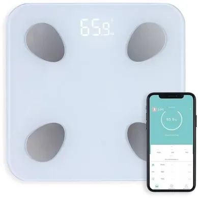 Pese-personne Connecté 13 Indicateurs Plateau En Verre Trempé Pesée Jusqu'a 180 Kg Pese-personne Connecté 13 Indicateurs Plateau En Verre Trempé Pesée Jusqu'a 180 Kg