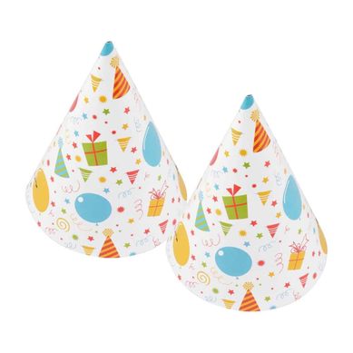 Lot De 6 Chapeaux En Papier "fête" 16cm Blanc Lot De 6 Chapeaux En Papier "fête" 16cm Blanc