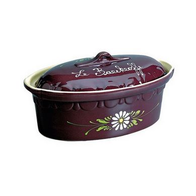 Terrine Ovale 37cm Aubergine Decor Fleurs Blanches 134aub6 Terrine Ovale 37cm Aubergine Decor Fleurs Blanches 134aub6