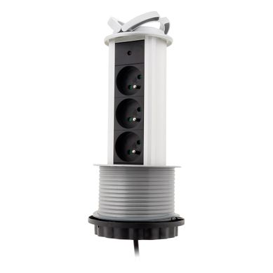 Bloc Multiprise Encastrable 3 Prises 16a 2p+t D.100mm - Gris - Otio