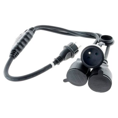 Prolongateur à Triple Tête Pour Chantier Ho7rn-f 16a 3g1,5mm² - Noir 1m - Zenitech