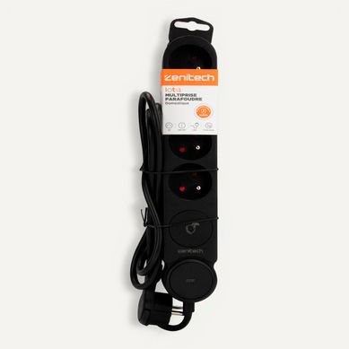 Multiprise Parafoudre Iota 4x16a + Interrupteur - Noir - Zenitech