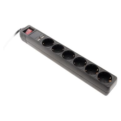 Multiprise Schuko 6x16a + 2 USB-a - Noir - Zenitech
