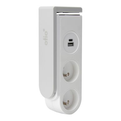 Bloc Multiprise Gekko Clipsable - 2 Prises + 2 Ports USB - Blanc - Otio