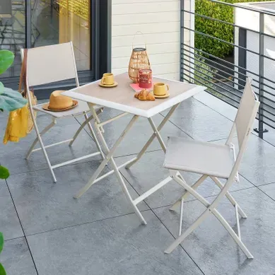 Table Extérieure Pliante 2 Places Azua Verre Effet Bois épeautre Argile Hespéride Table Extérieure Pliante 2 Places Azua Verre Effet Bois épeautre Argile Hespéride