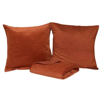 Dessus de lit 240x260+2 taies LILOU Terracotta Dessus de lit 240x260+2 taies LILOU Terracotta vue 3/4