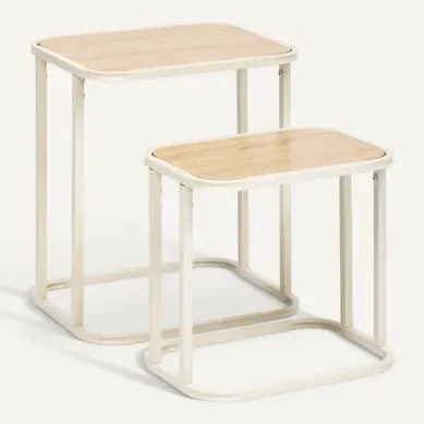 Lot De 2 Tables Gigognes Curvy Beige 5five Lot De 2 Tables Gigognes Curvy Beige 5five