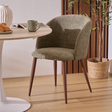 Chaise tissu CELESTE Kaki / noyer Chaise tissu CELESTE Kaki / noyer vue d'ambiance 1