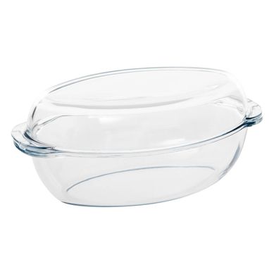 Plat à Four L35cm Oval En Verre Avec Couvercle Plat à Four L35cm Oval En Verre Avec Couvercle