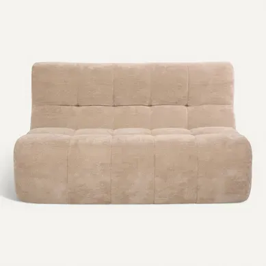 Canapé compressé fixe 2 places MIROA tissu beige Canapé compressé fixe 2 places MIROA tissu beige vue de face