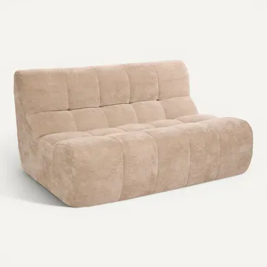 Canapé compressé fixe 2 places MIROA tissu beige vue 3/4
