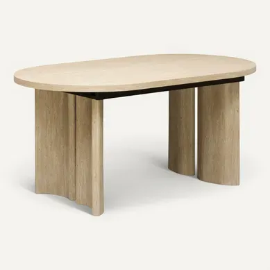 Table extensible L. 160/210 cm TINO Imitation Travertin vue 3/4
