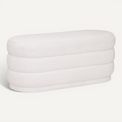 Banc Banquette Tissu Blanc à Bouclettes 100 X 40 Cm