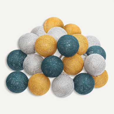Guirlande Décorative Lumineuse 20 LED Boules En Coton D 6 X L 435 Cm - Multicolore