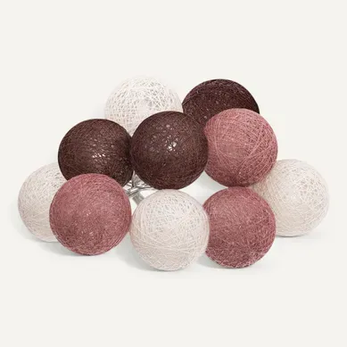 Guirlande Décorative à Piles 10 LED Boules En Coton D 6 X L 165 Cm - Multicolore