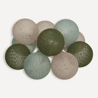 Guirlande Décorative à Piles 10 LED Boules En Coton Multicolore D 6 X L 165 Cm
