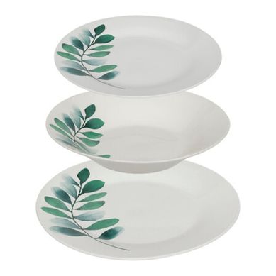 Service De Table 18 Pièces "végétal" 26cm Blanc
