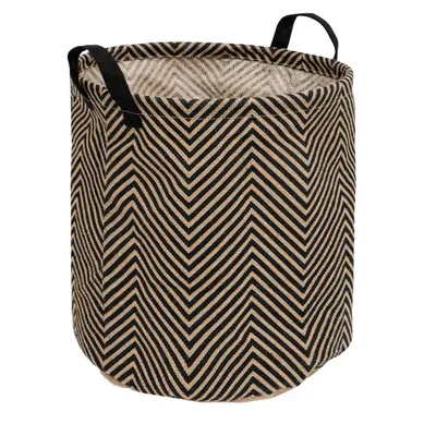 Panier De Rangement Noir Et Beige En Jute Et Coton D 32 Cm Panier De Rangement Noir Et Beige En Jute Et Coton D 32 Cm