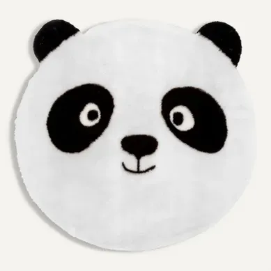 Tapis enfant Ø 100 cm PANDA Noir et blanc. Tapis enfant Ø 100 cm PANDA Noir et blanc. vue de face